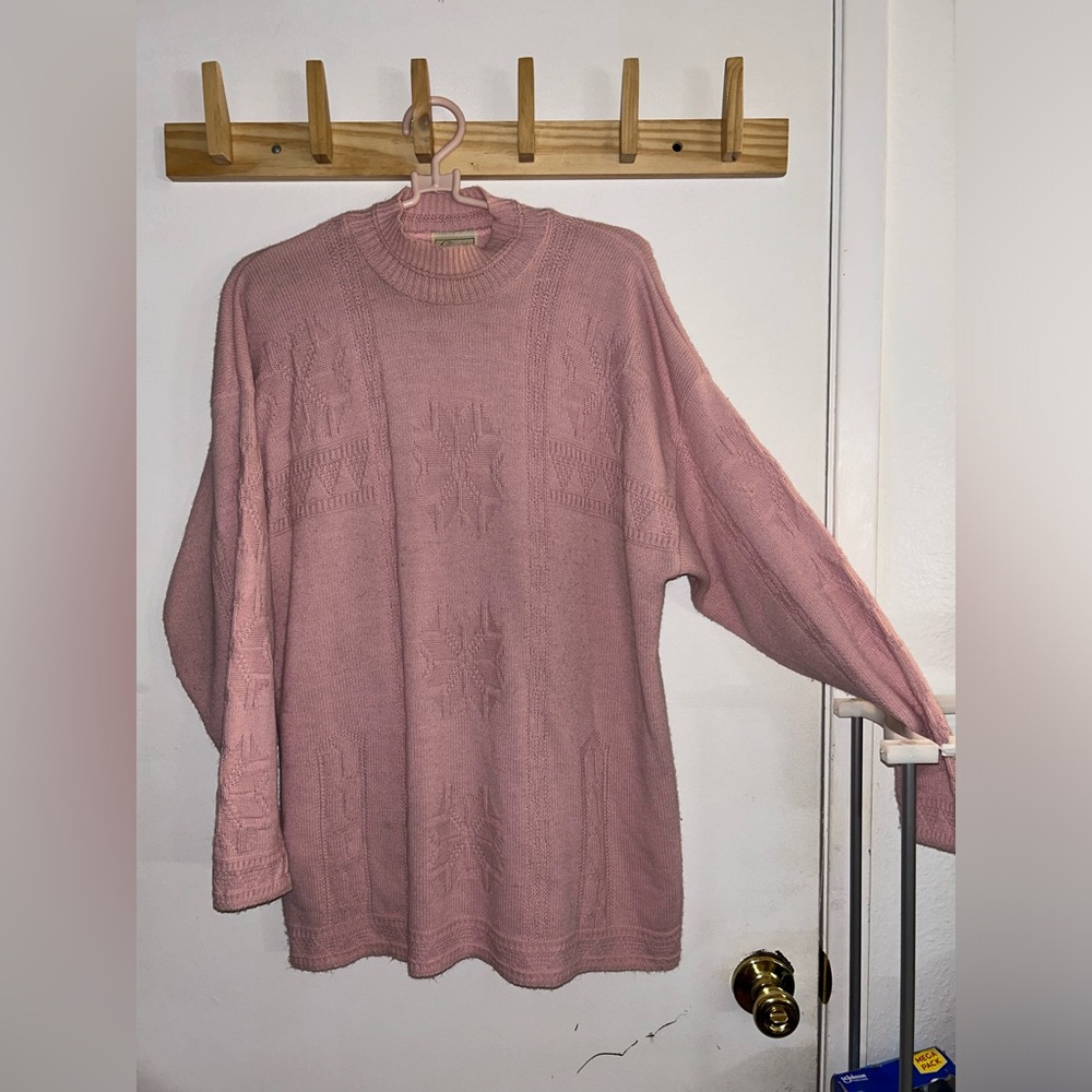 Vintage Company Collection Pink Floral Grandma Sweater Long Sleeve Women sz XL